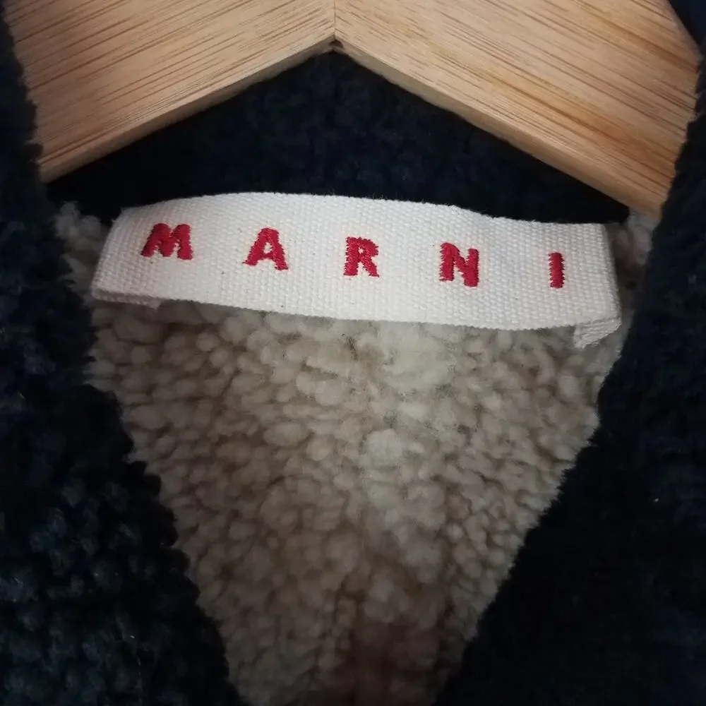 Marni | Brown Leather & Sheepskin Jacket Black Collar 40 Small